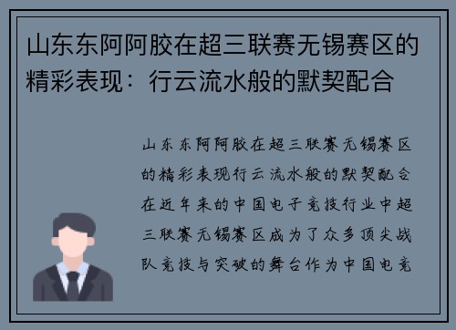 山东东阿阿胶在超三联赛无锡赛区的精彩表现：行云流水般的默契配合